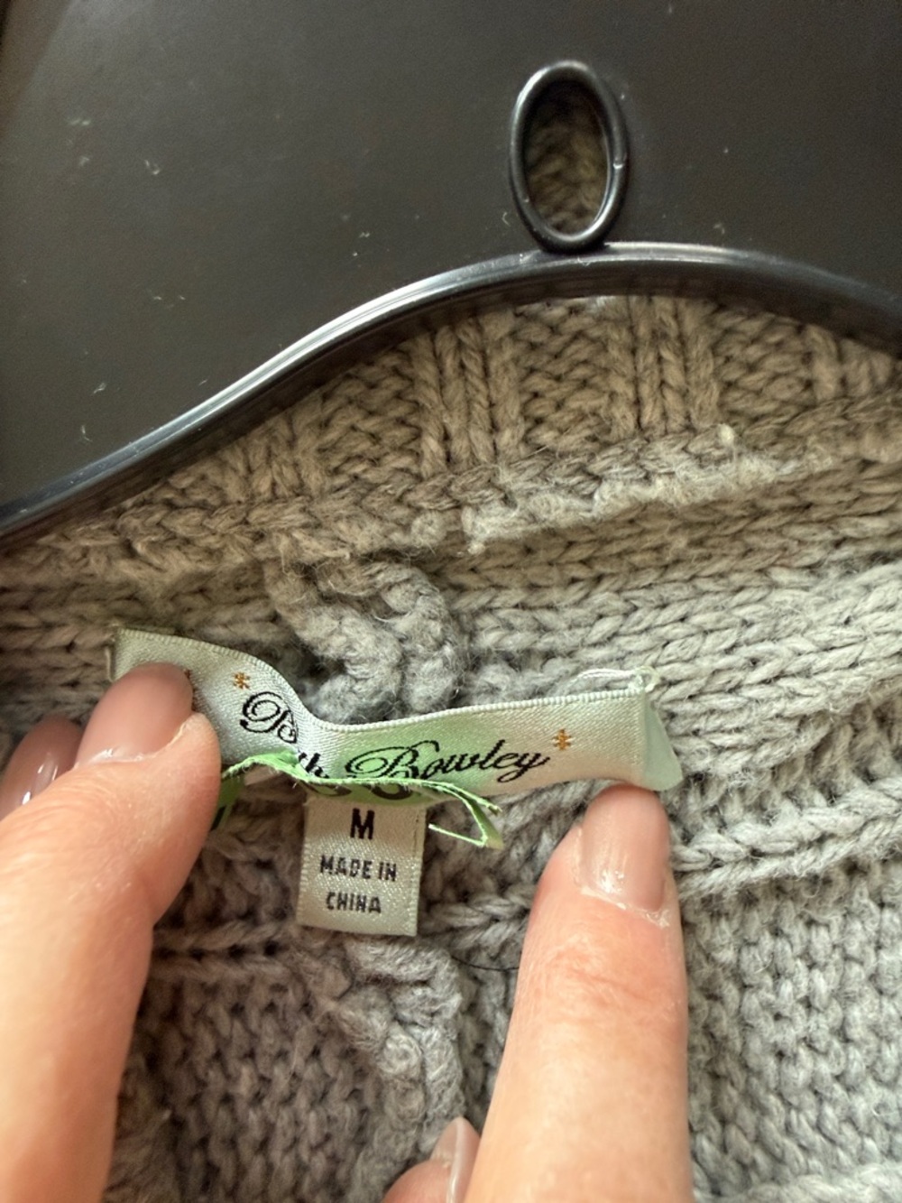 Beth Bowley Light Gray Cable-Knit Belted Cardigan - Picture 11 of 12